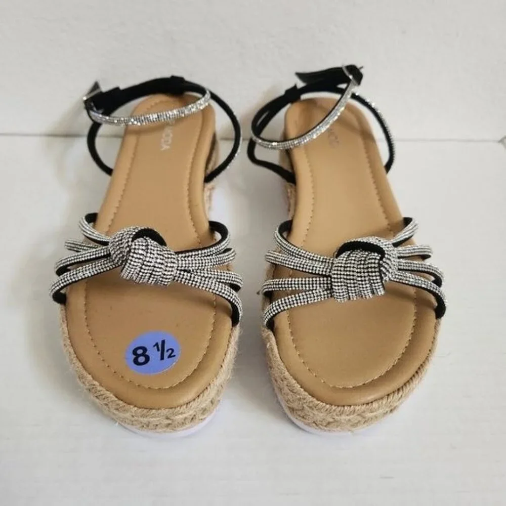Top moda Knotted Rhinestone Wedge Sandals Bling Bling Platform Size 8,5 - Picture 4 of 9